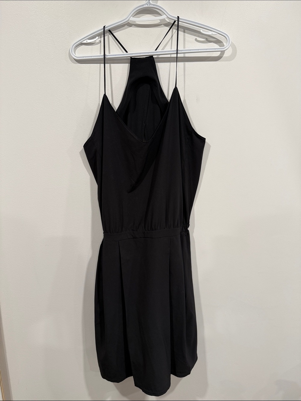 lululemon athletica Black Midi Dress with Gathered Detail